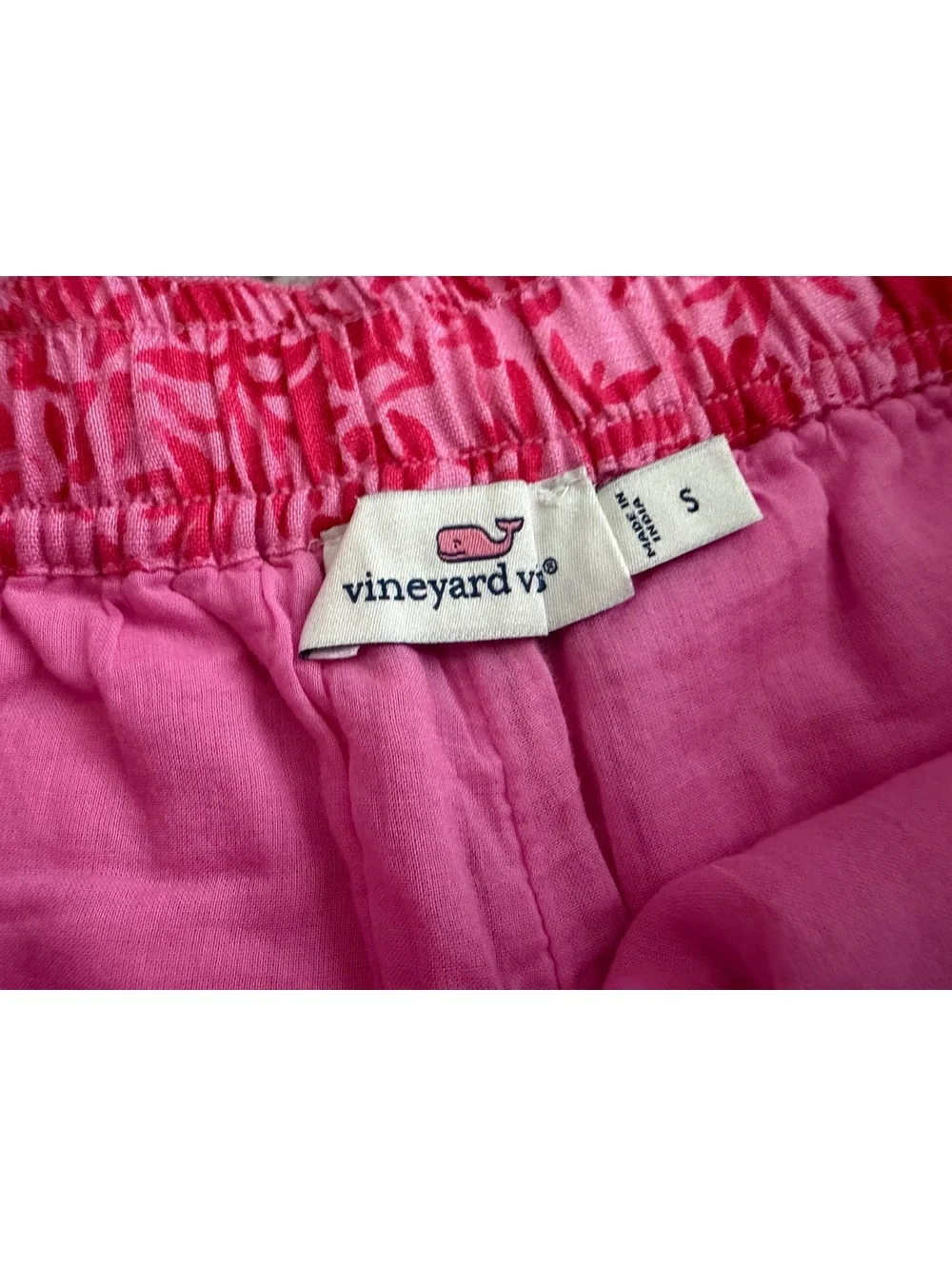 Vineyard Vines 100% Linen Pink/Red Floral Pull On Drawstring Shorts Size S